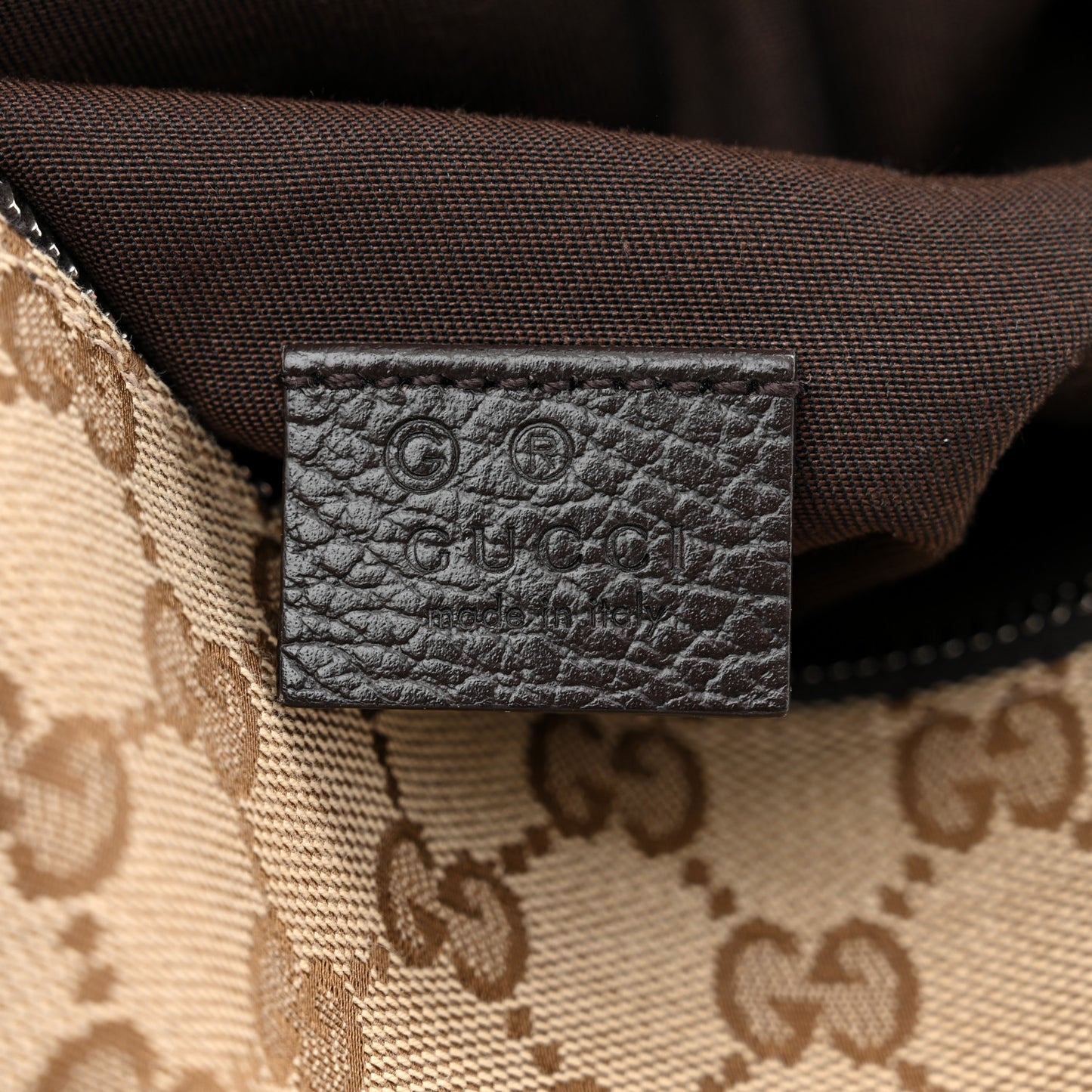 Monogram Dollar Calfskin Waist Pouch Beige Ebony Testa di Moro Marrone Scuro