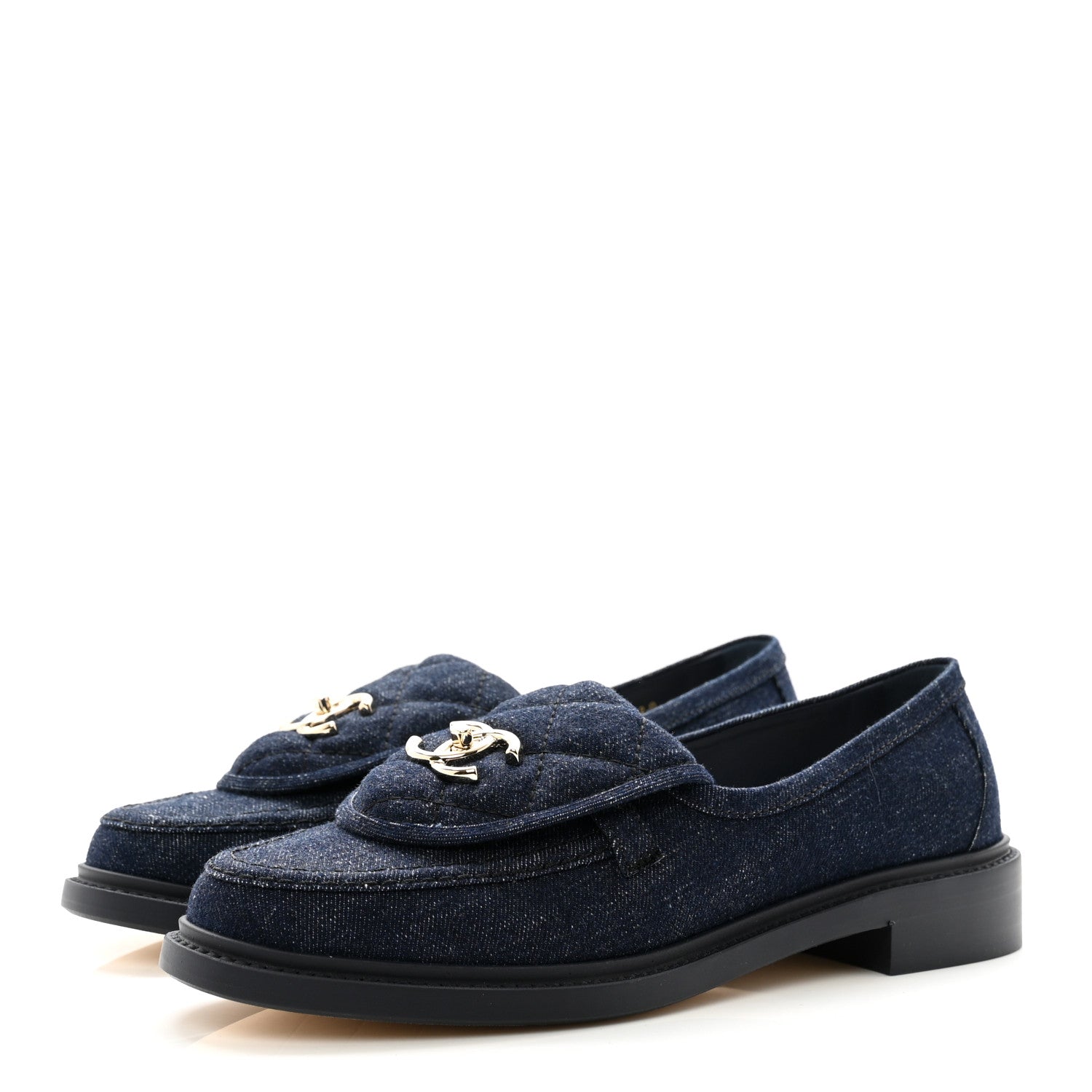 Chanel Denim CC Turnlock Loafers 39 Dark Blue 3 of 9