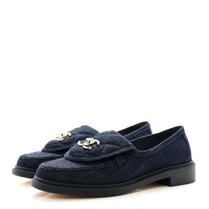 Chanel Denim CC Turnlock Loafers 39 Dark Blue 3 of 9