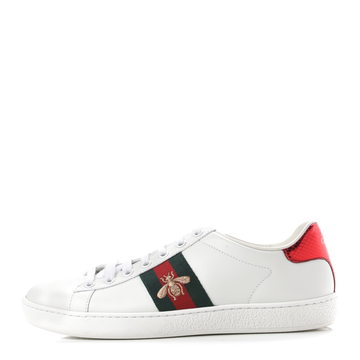 Calfskin Ayers Bee Embroidered Womens Ace Sneakers 38 White Green