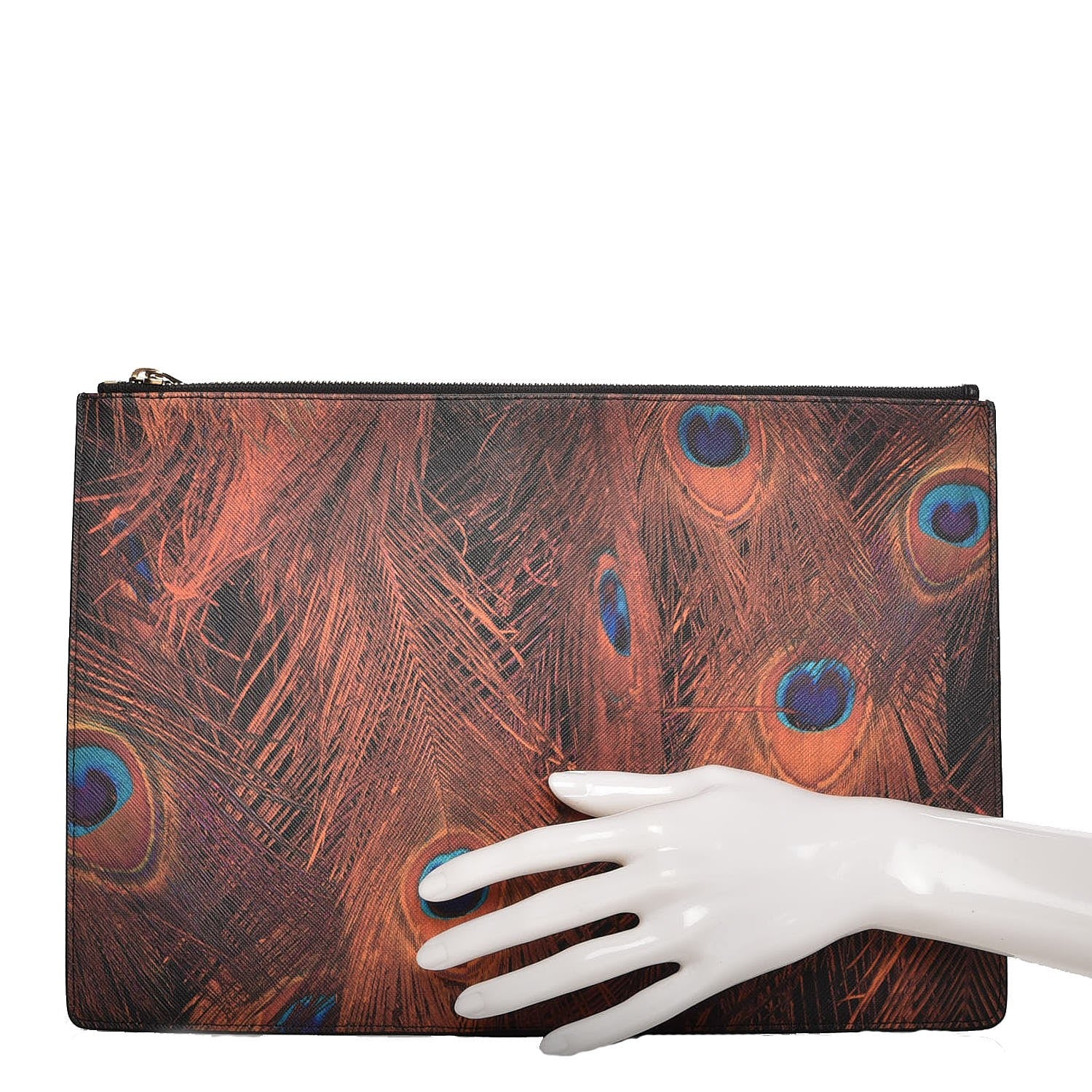 Givenchy Coated Canvas Peacock Print Large Zip Pouch 2 of 7