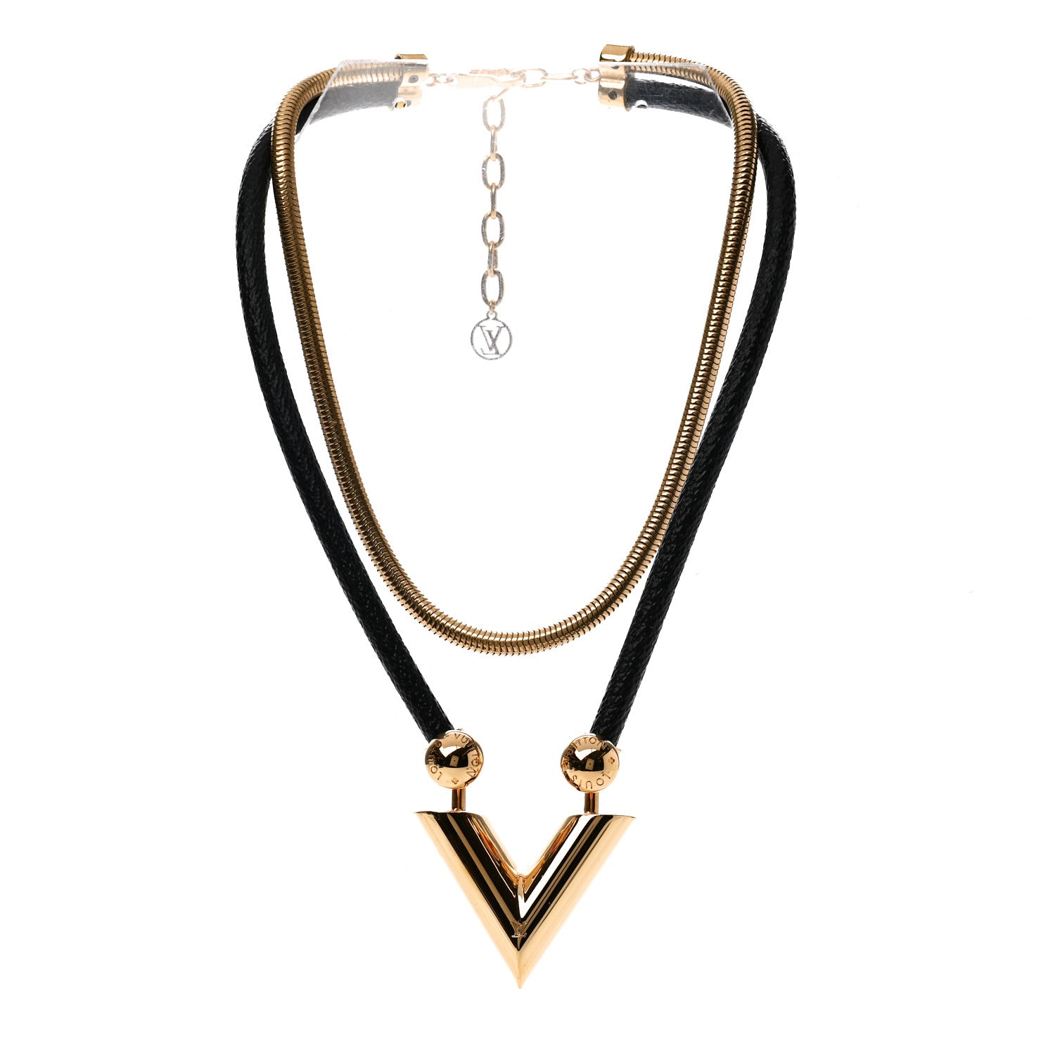 Louis Vuitton Essential V Necklace Gold 3 of 9