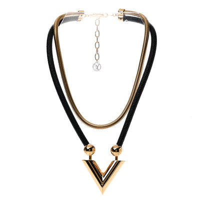Louis Vuitton Essential V Necklace Gold 3 of 9