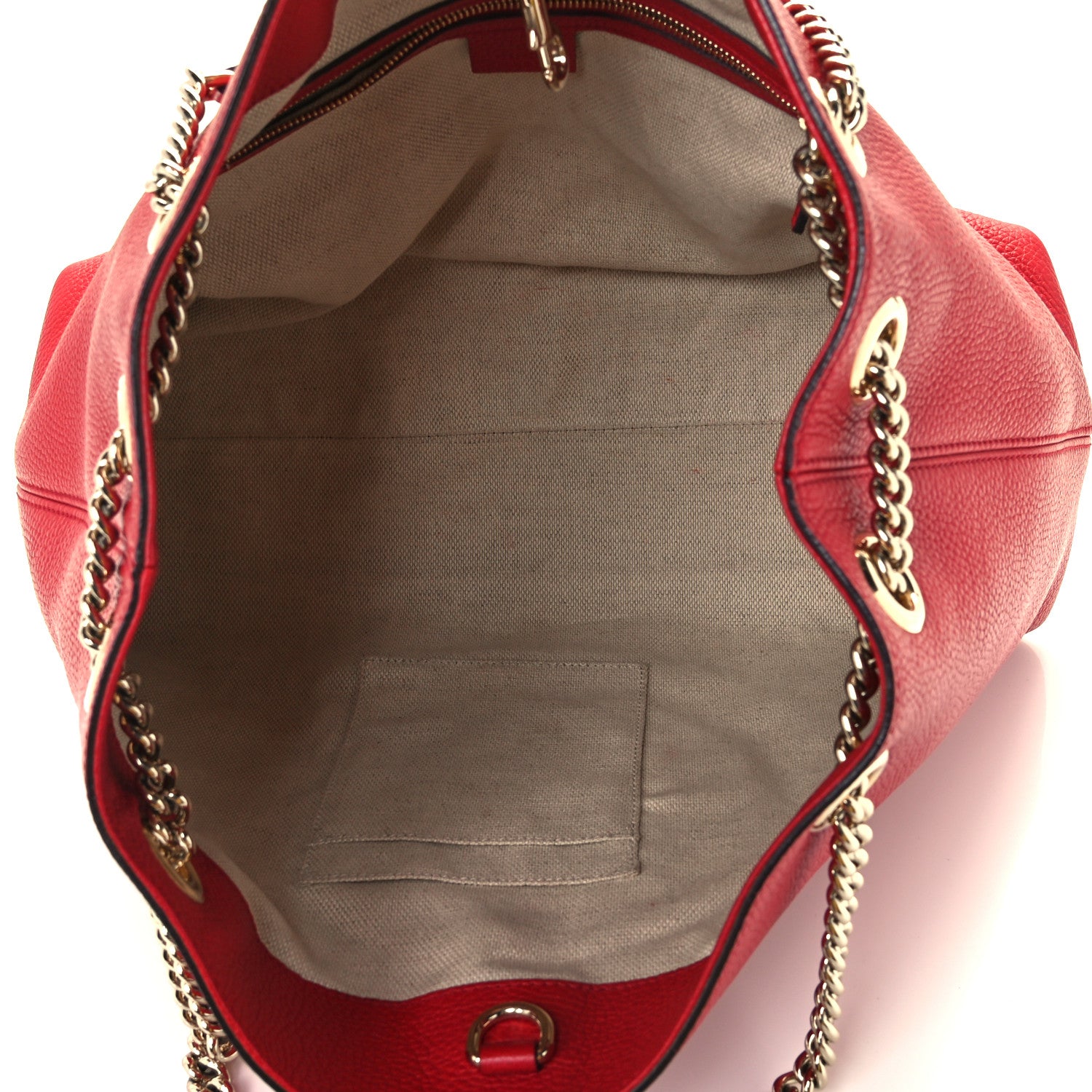 Gucci Pebbled Calfskin Medium Soho Chain Shoulder Bag Tabasco Red 5 of 11