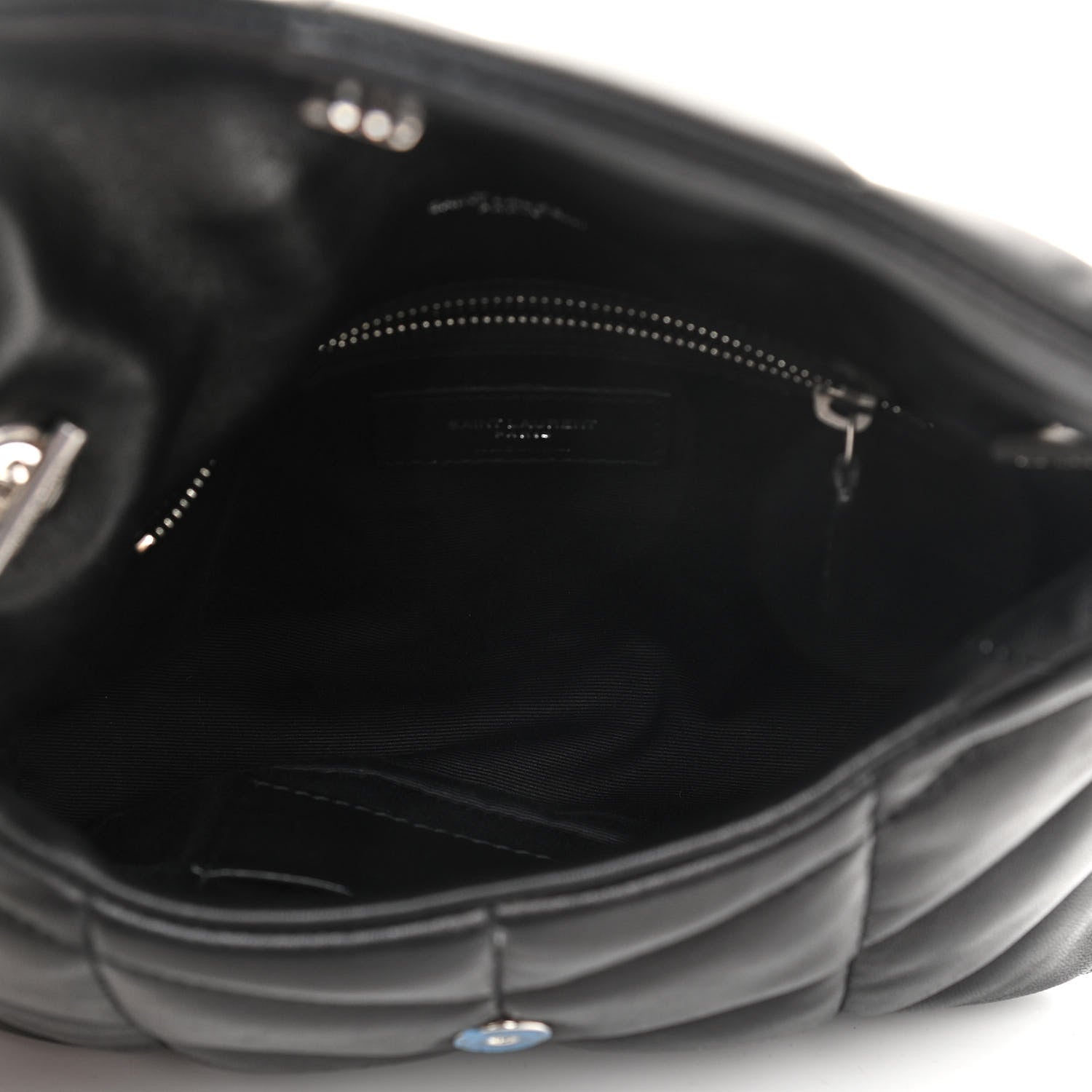 Saint Laurent Lambskin Quilted Toy Loulou Puffer Monogram Chain Satchel Black 5 of 11
