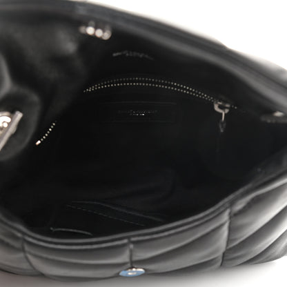 Saint Laurent Lambskin Quilted Toy Loulou Puffer Monogram Chain Satchel Black 5 of 11