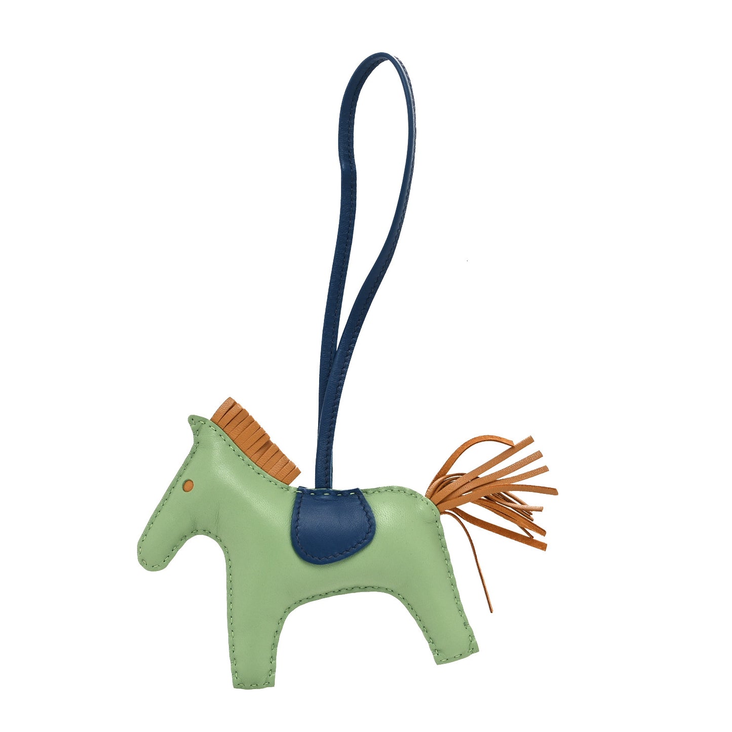 Milo Lambskin Grigri Rodeo Horse Bag Charm MM Vert Criquet Sesame Bleu De Malte
