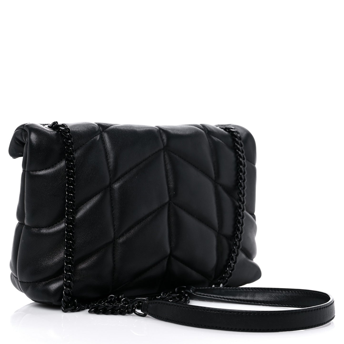 Lambskin Quilted Toy Loulou Puffer Monogram Chain Satchel Black