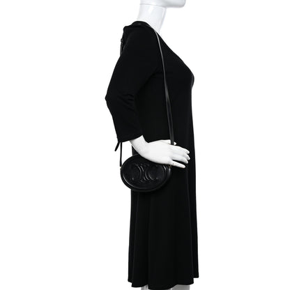 Celine Smooth Calfskin Cuir Triomphe Oval Bag Black 2 of 12