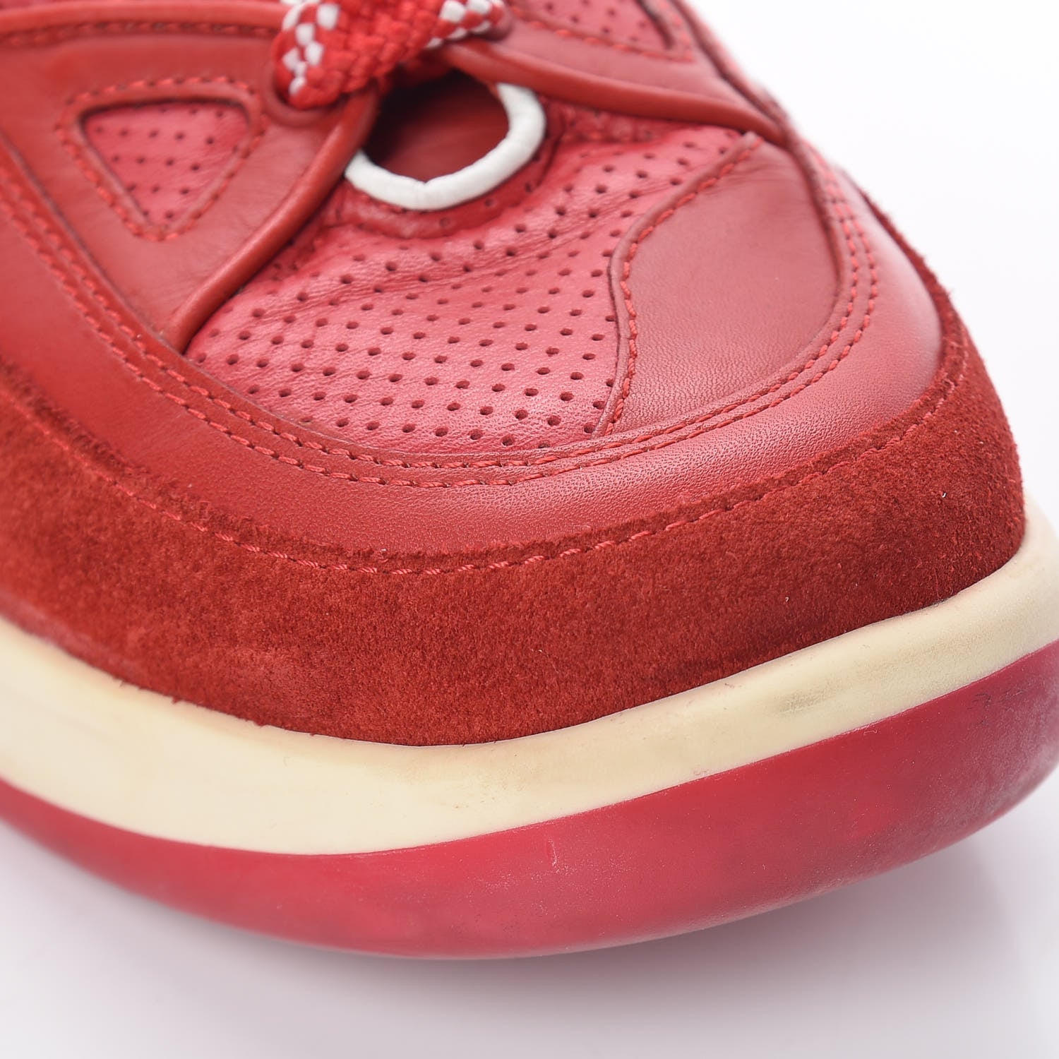 Louis Vuitton Suede Calfskin Perforated Monogram Sneaker 37.5 Red 12 of 15