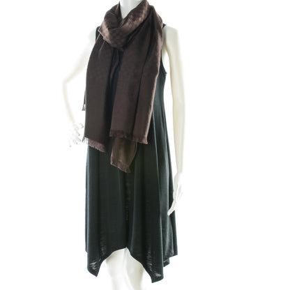 Louis Vuitton Silk Cashmere Monogram Damier Stole Brown 2 of 5