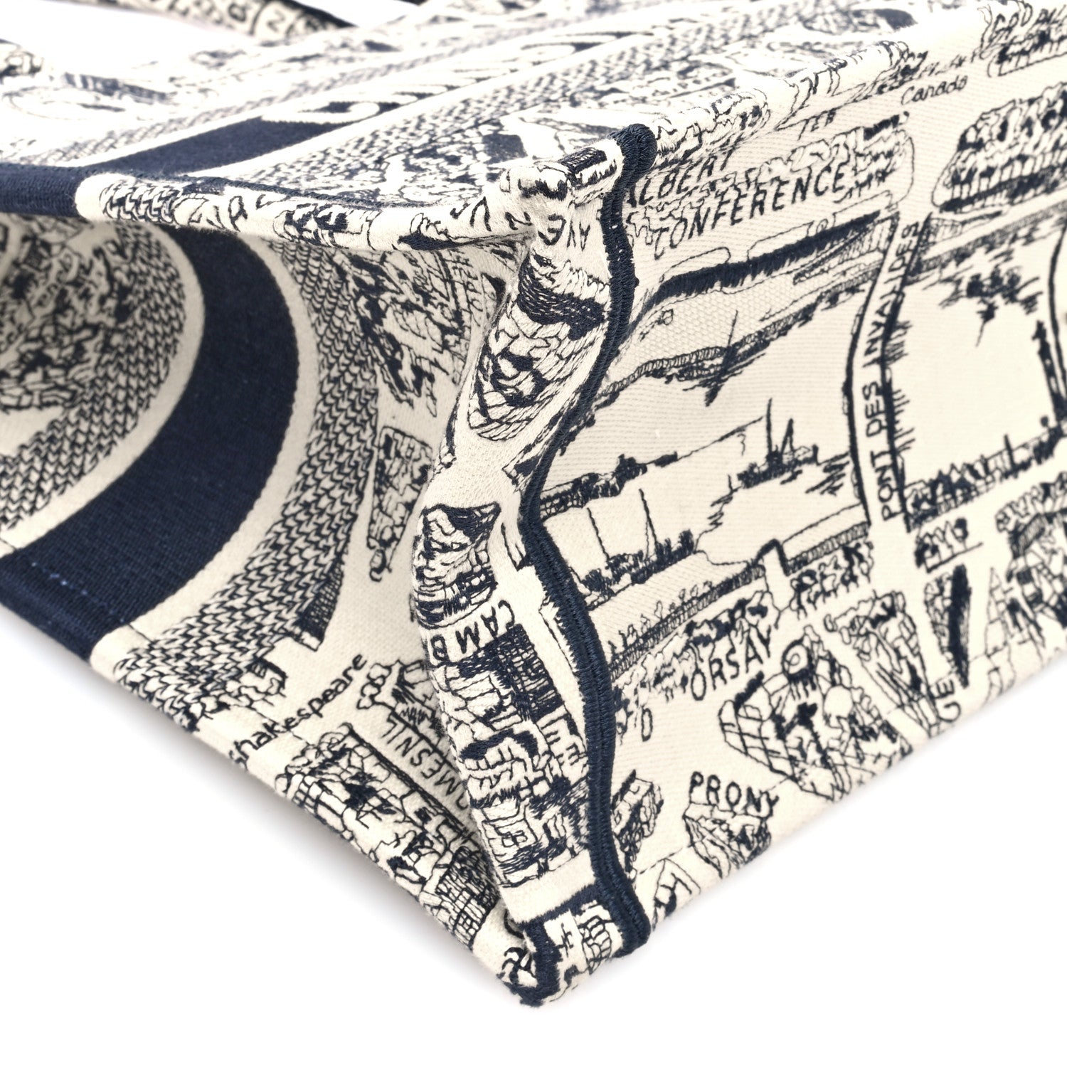 Christian Dior Canvas Embroidered Medium Plan De Paris Book Tote White Blue 9 of 10