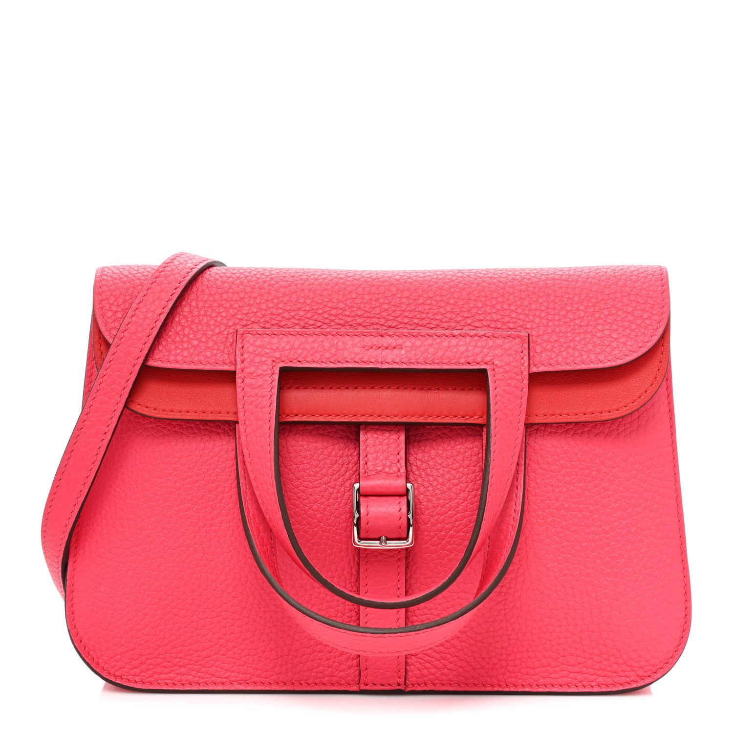 Hermes Taurillon Clemence Halzan 25 Rouge De Coeur Rose Extreme 1 of 9