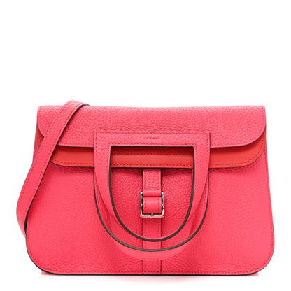 Hermes Taurillon Clemence Halzan 25 Rouge De Coeur Rose Extreme 1 of 9
