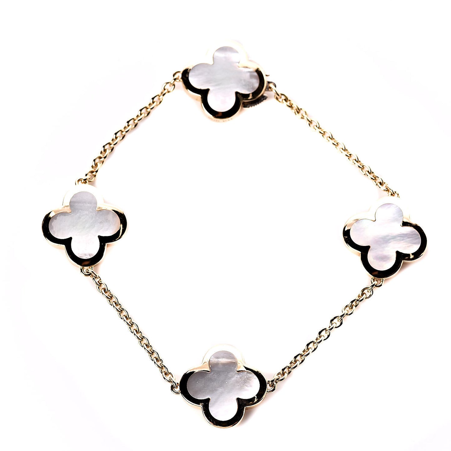 18K Yellow Gold Mother of Pearl 4 Motifs Pure Alhambra Bracelet