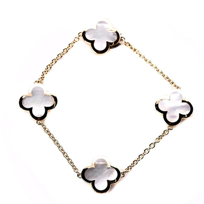 Van Cleef & Arpels 18K Yellow Gold Mother of Pearl 4 Motifs Pure Alhambra Bracelet 1 of 6