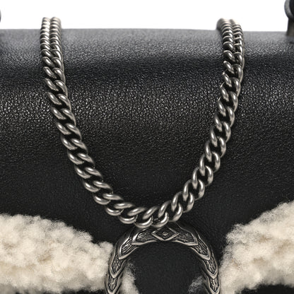 Gucci Sakai Be Green Calfskin Shearling Mini Dionysus Top Handle Bag Black 8 of 10