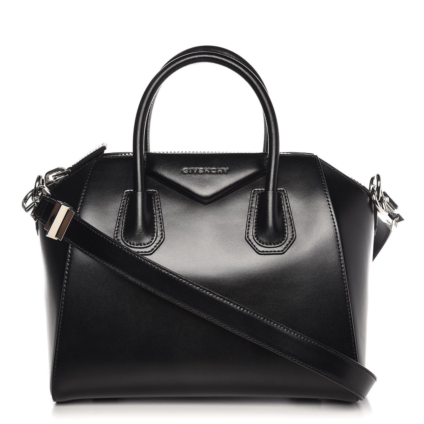 Shiny Lord Calfskin Small Antigona Black