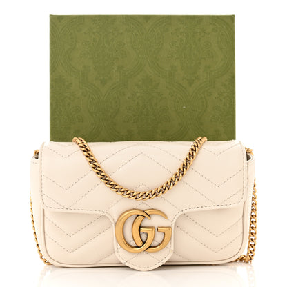 Gucci Calfskin Matelasse Super Mini GG Marmont Shoulder Bag White 11 of 11