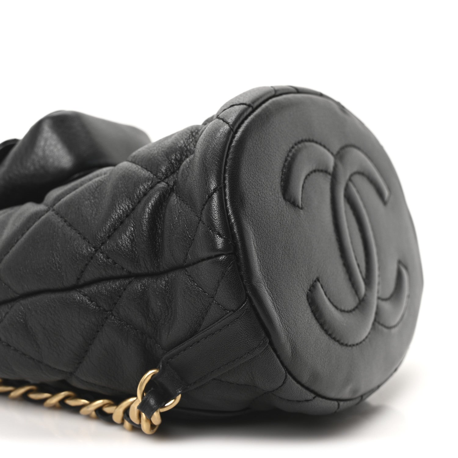 Chanel Calfskin Quilted Small CC Chain Bucket Backpack Black 9 of 10