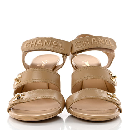 Chanel Goatskin CC Turnlock Sandals 41 Beige 2 of 8