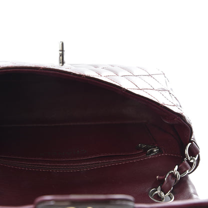 Chanel Striated Patent Quilted Mini Rectangular Flap Burgundy 4 of 9