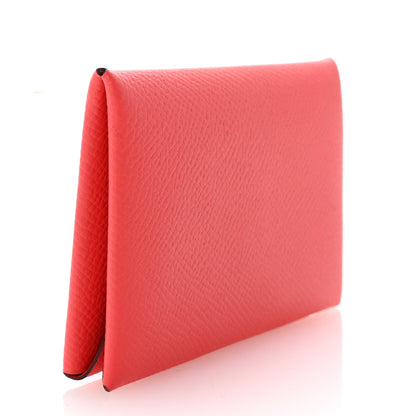 Hermes Epsom Calvi Card Case Rose Azalee 3 of 7