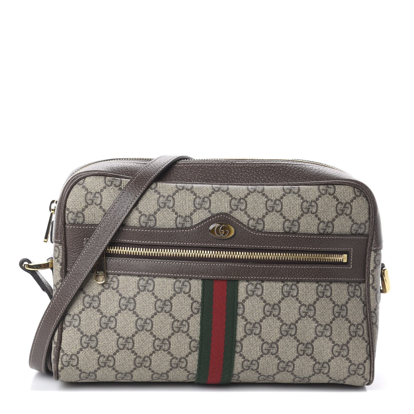 GG Supreme Monogram Web Small Ophidia Shoulder Bag Brown
