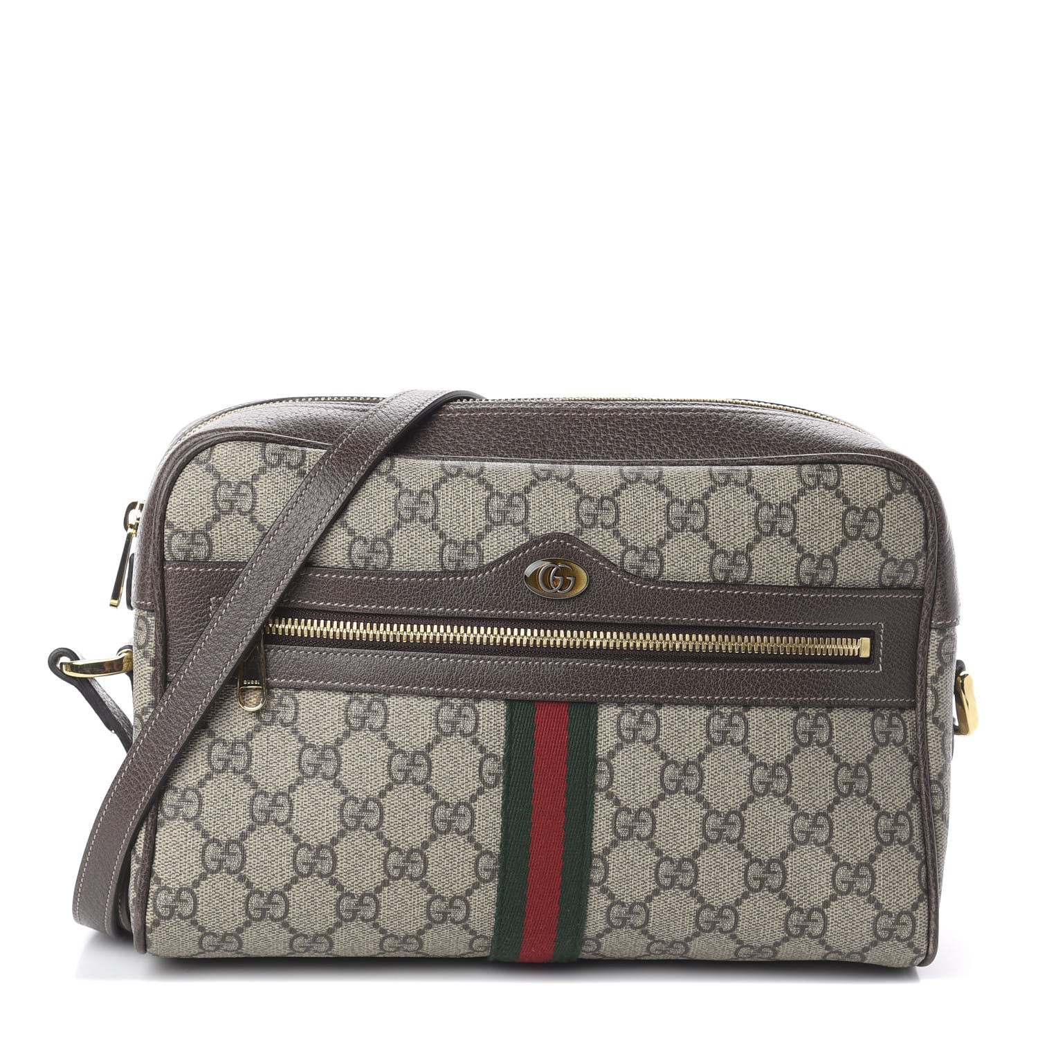 Gucci GG Supreme Monogram Web Small Ophidia Shoulder Bag Brown 1 of 8