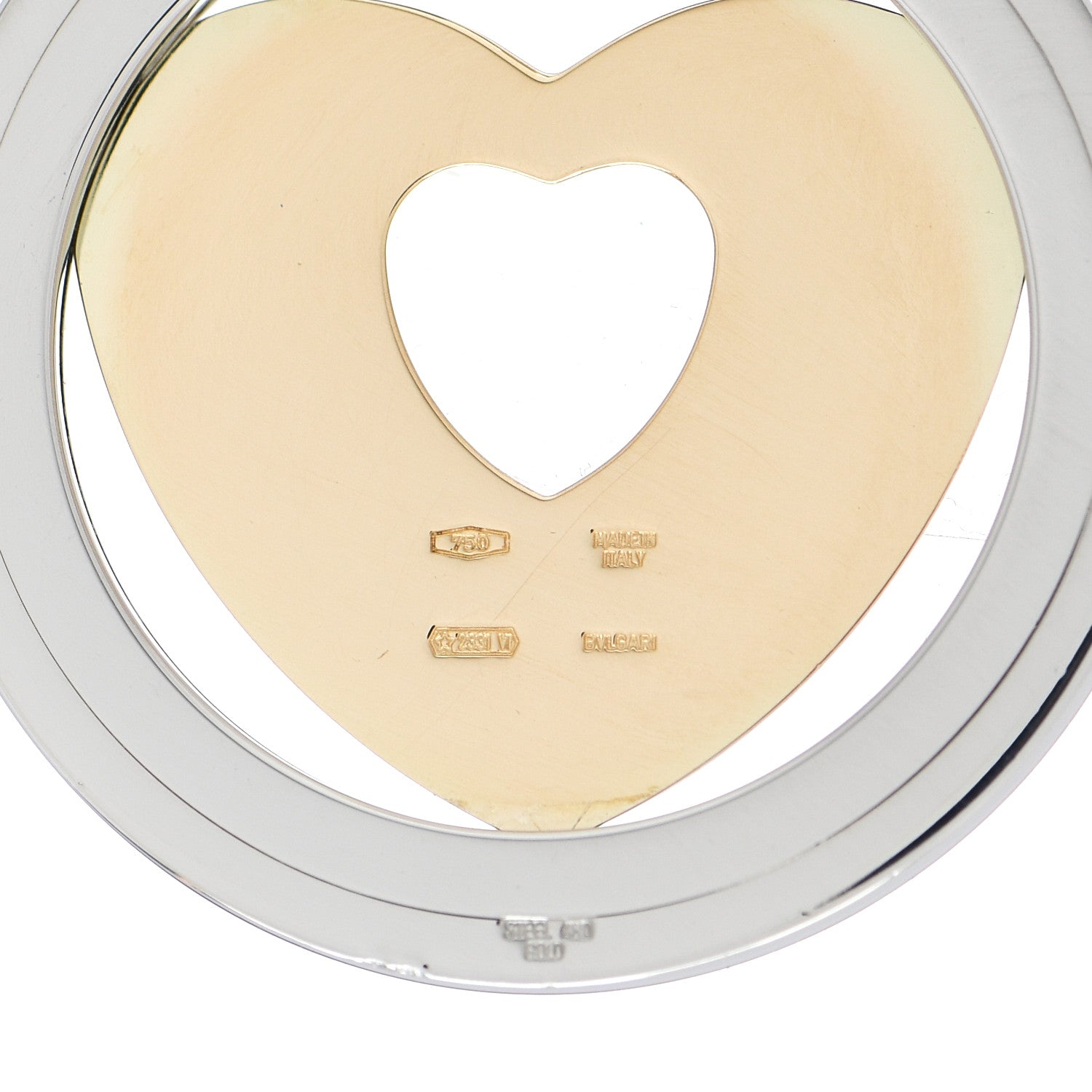 Bulgari Stainless Steel 18K Yellow Gold Tondo Heart Pendant 3 of 3