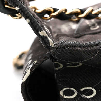 Chanel Canvas Coco Printed Quilted Medium Double Flap Black White 14 of 14
