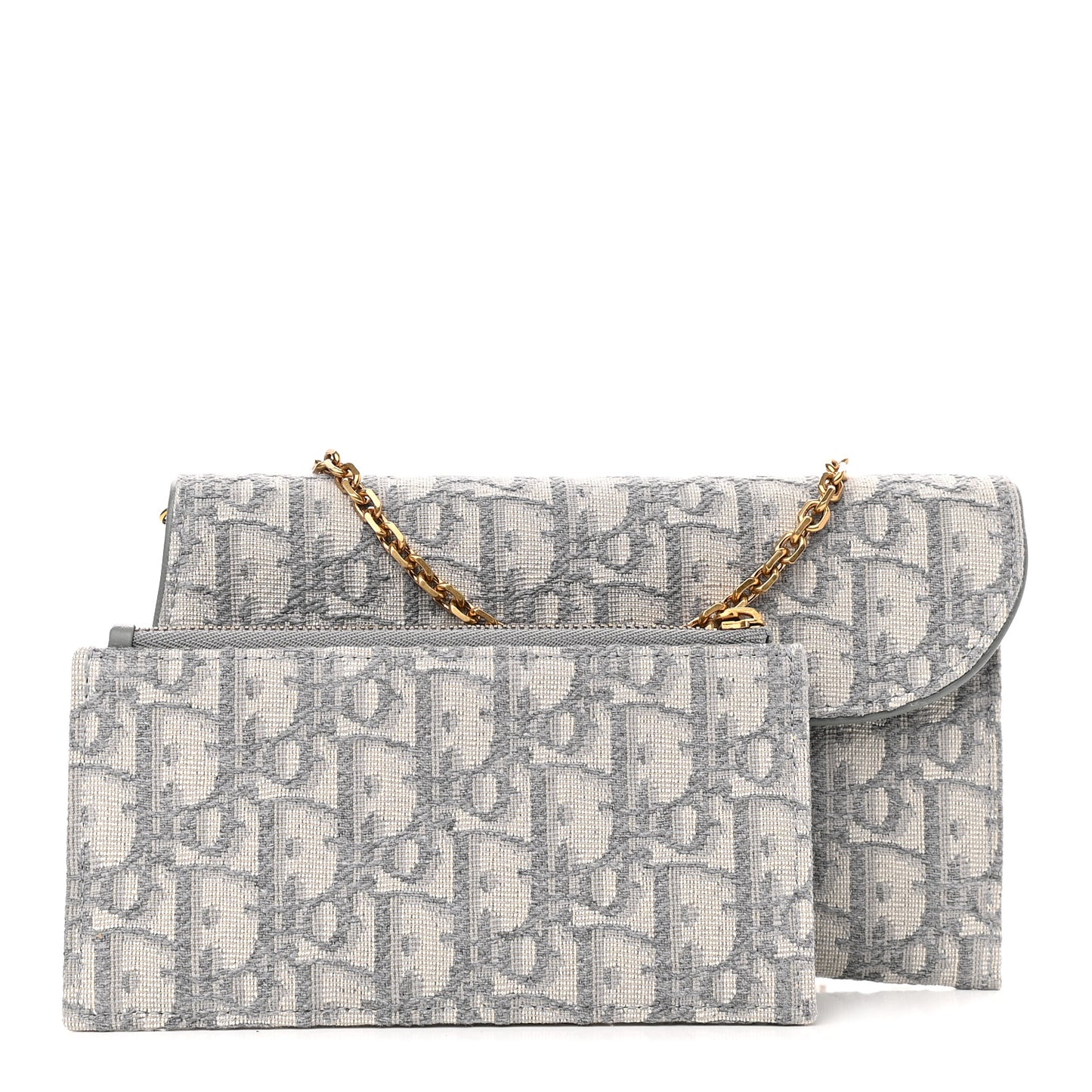 Oblique Saddle Chain Long Wallet Grey