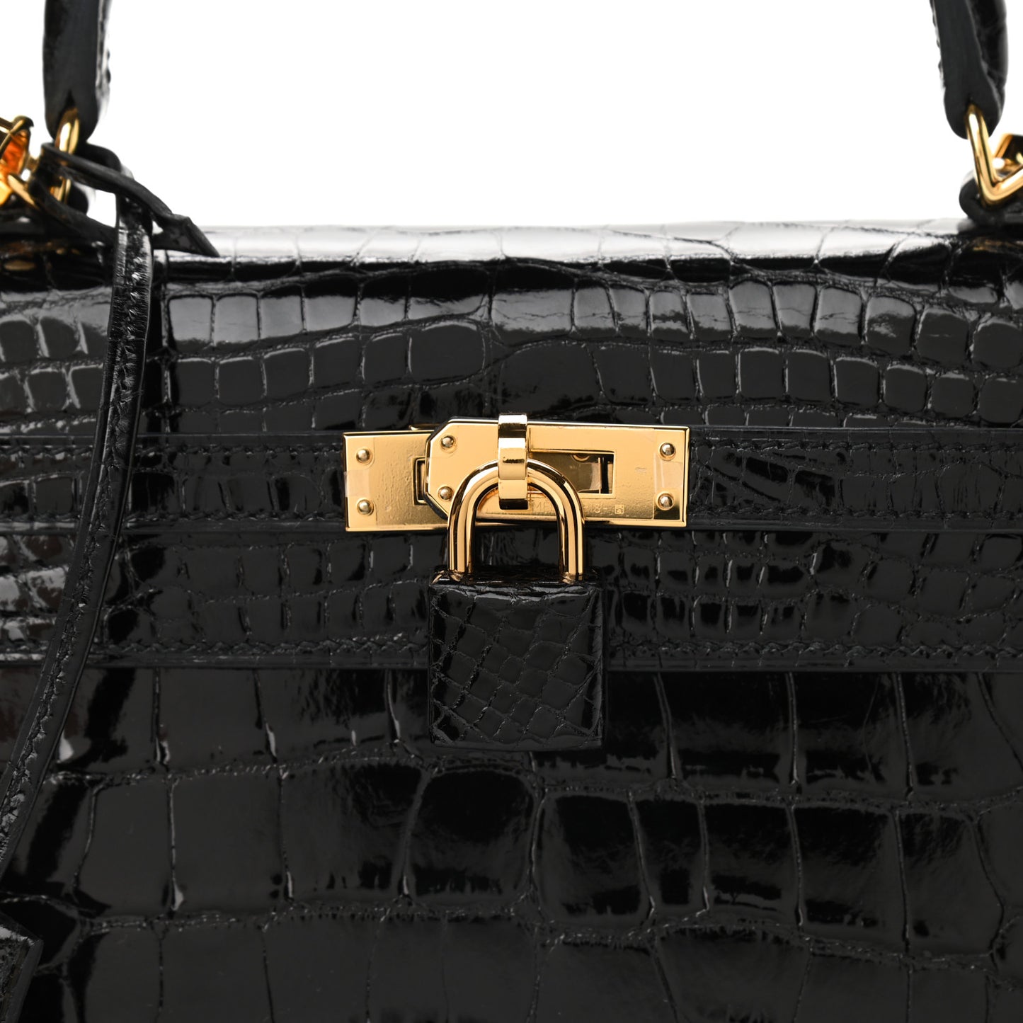 Shiny Alligator Kelly Sellier 25 Black