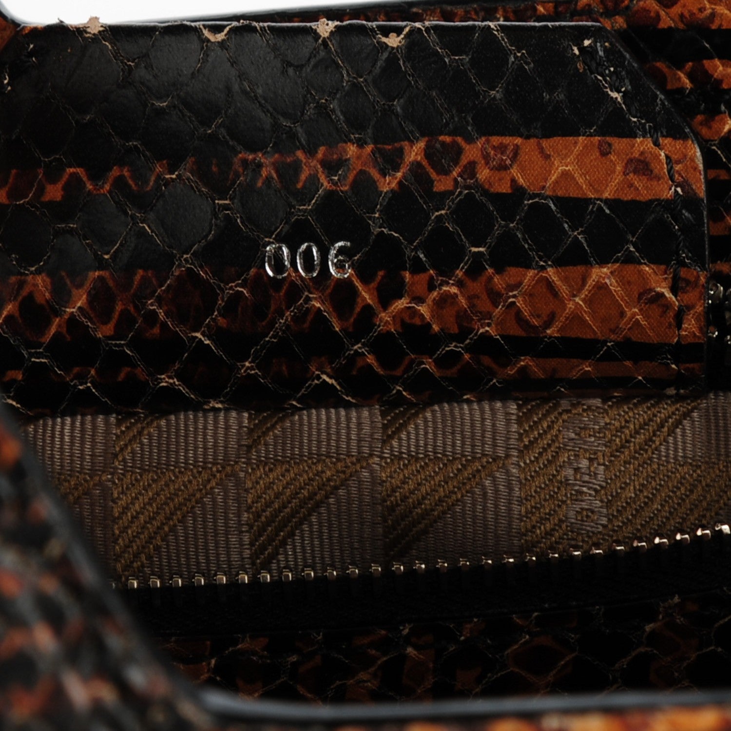 Proenza Schouler Striped Snake Calfskin Embossed Small PS13 Satchel Orange Black 7 of 8