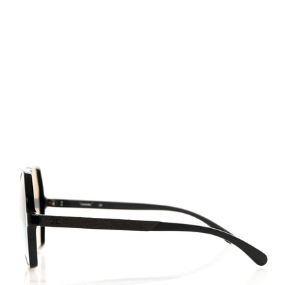Chanel Acetate Wood Rubber Square Sunglasses S0185 Black 3 of 8