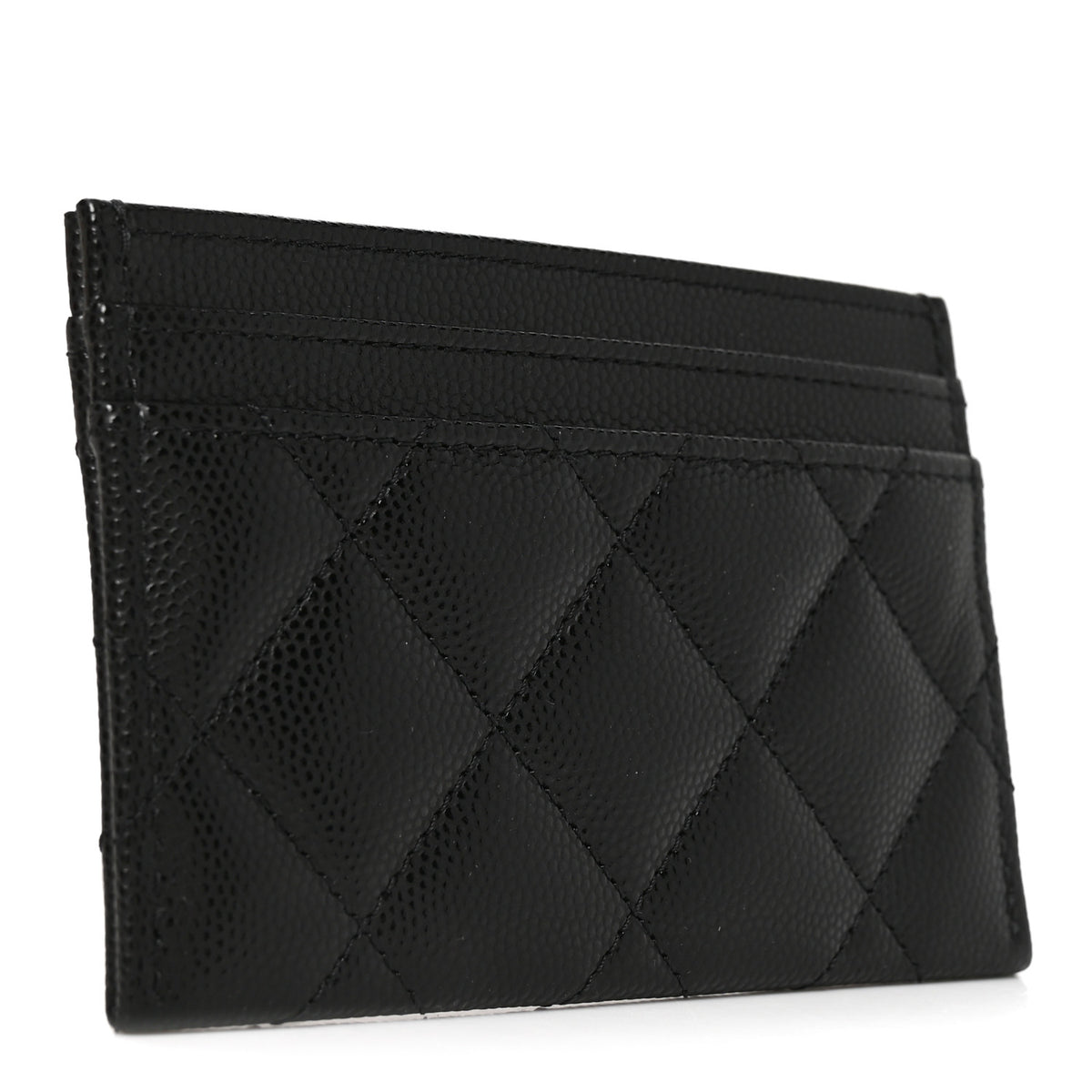 Caviar Quilted Crystal Card Holder Black