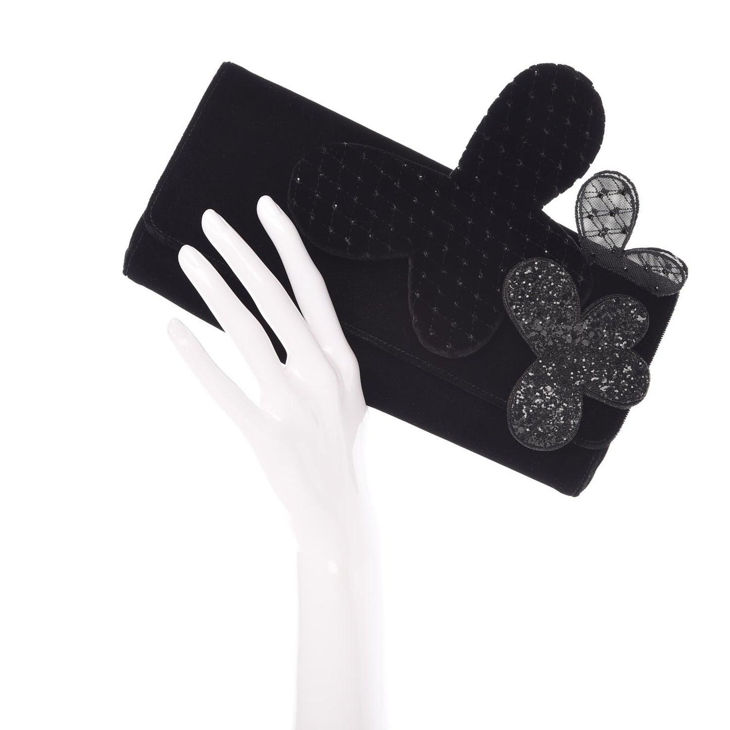 Velvet Strass Alice Clutch Black