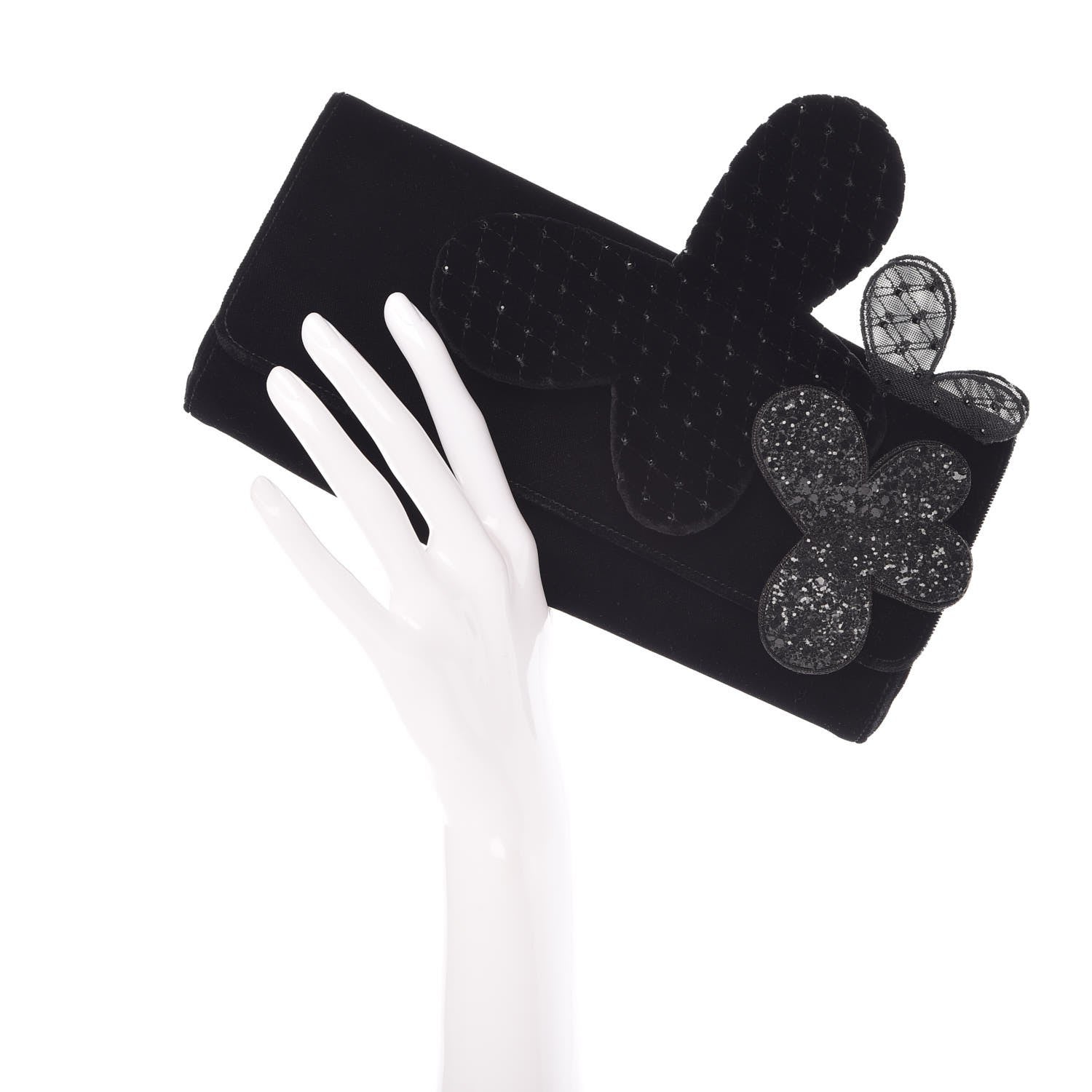 Christian Louboutin Velvet Strass Alice Clutch Black 3 of 7