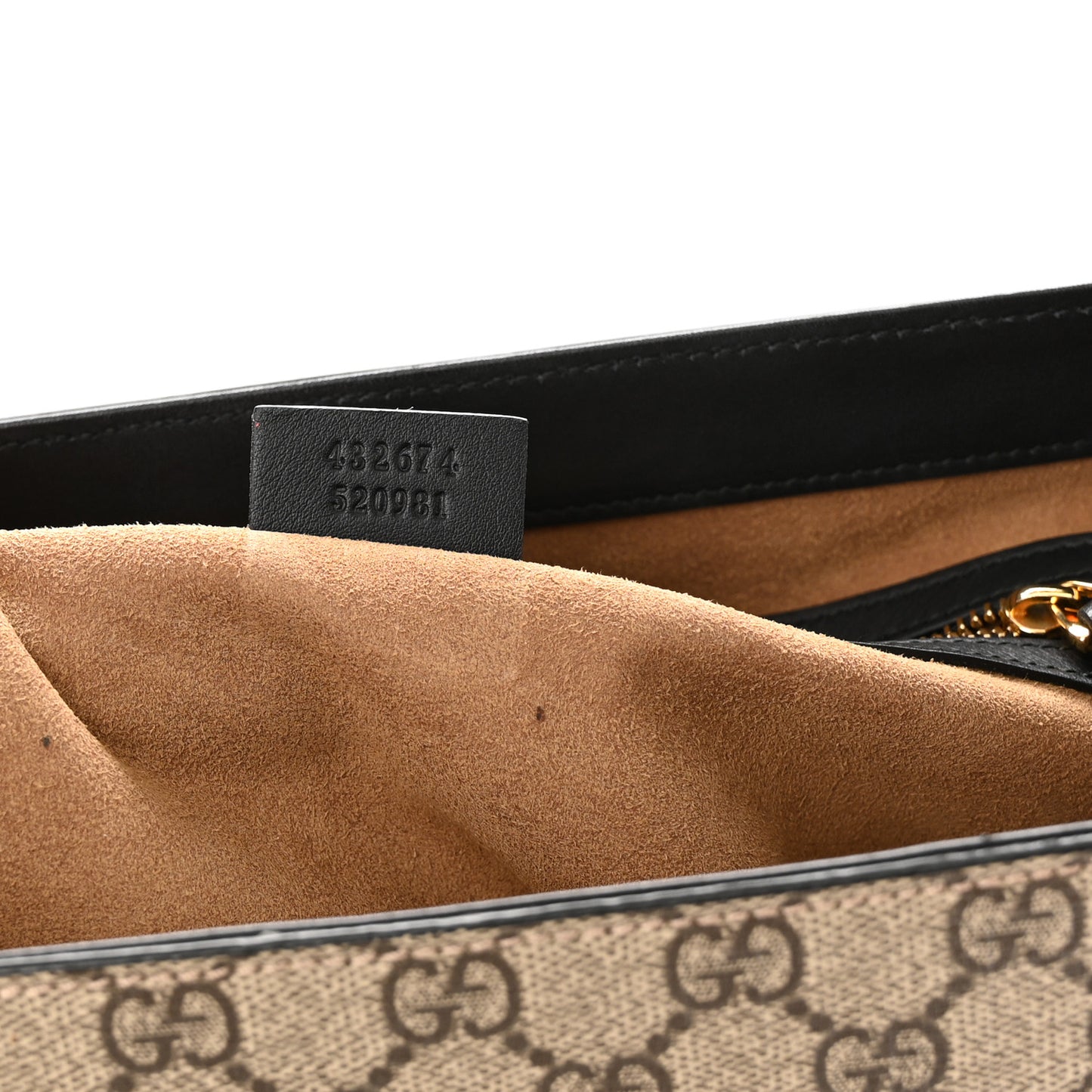 GG Supreme Monogram Calfskin Medium Padlock Top Handle Bag Beige Black Cuir