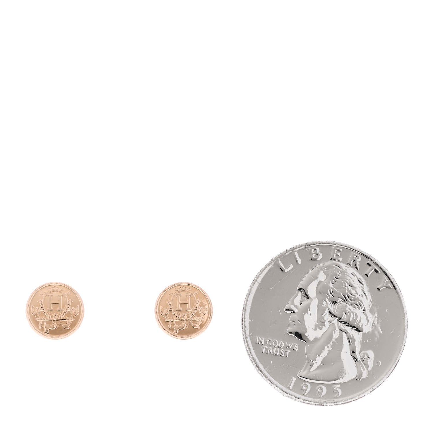 Hermes 18K Rose Gold TPM Ex-Libris Stud Earrings 2 of 5