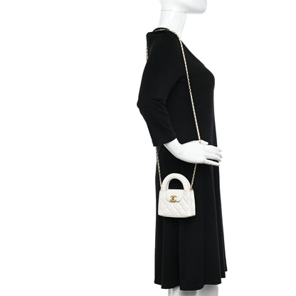 Chanel Shiny Aged Calfskin Quilted Mini Nano Kelly Shopper White 2 of 11