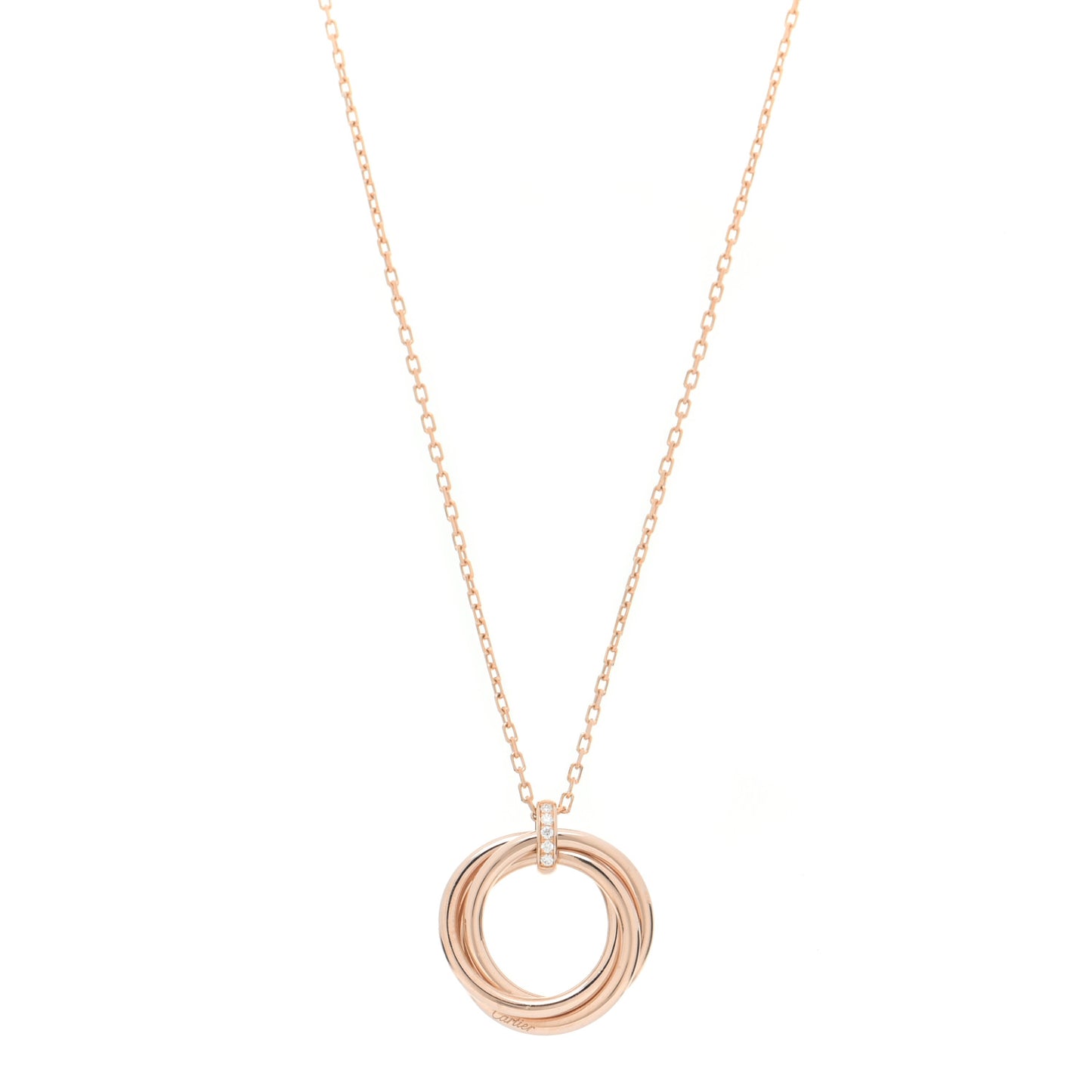 18K Pink Gold Diamond Trinity Pendant Necklace