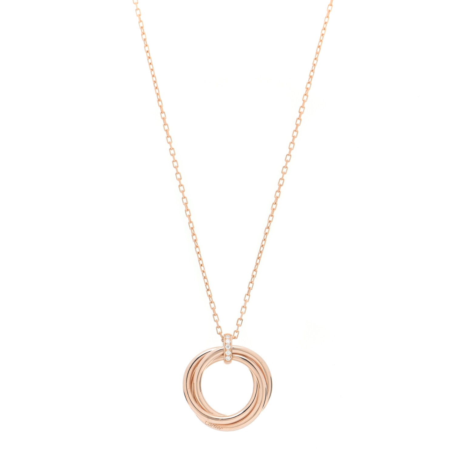 Cartier 18K Pink Gold Diamond Trinity Pendant Necklace 1 of 8