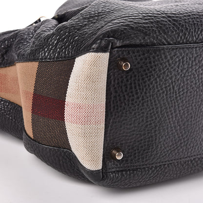 Burberry Grainy Calfskin House Check Small Maidstone Black 8 of 9