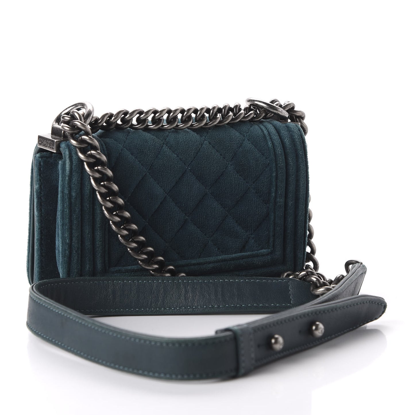 Velvet Quilted Mini Boy Flap Turquoise