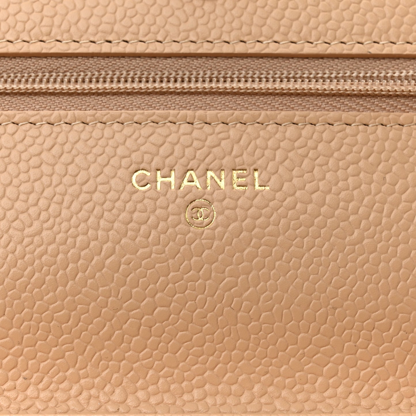 Caviar Quilted Wallet On Chain WOC Beige