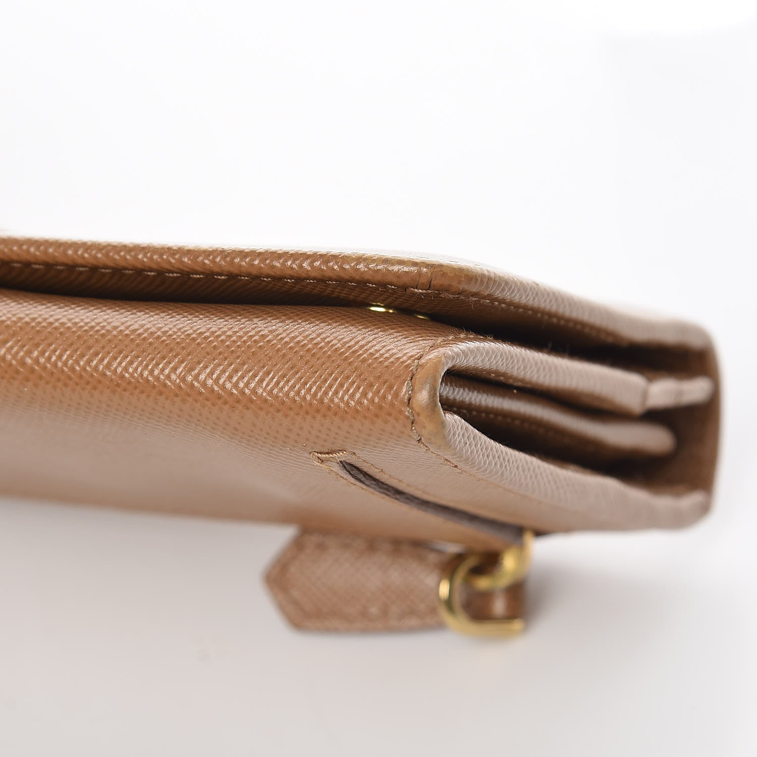 Prada Saffiano Continental Flap Wallet Caramel 11 of 12