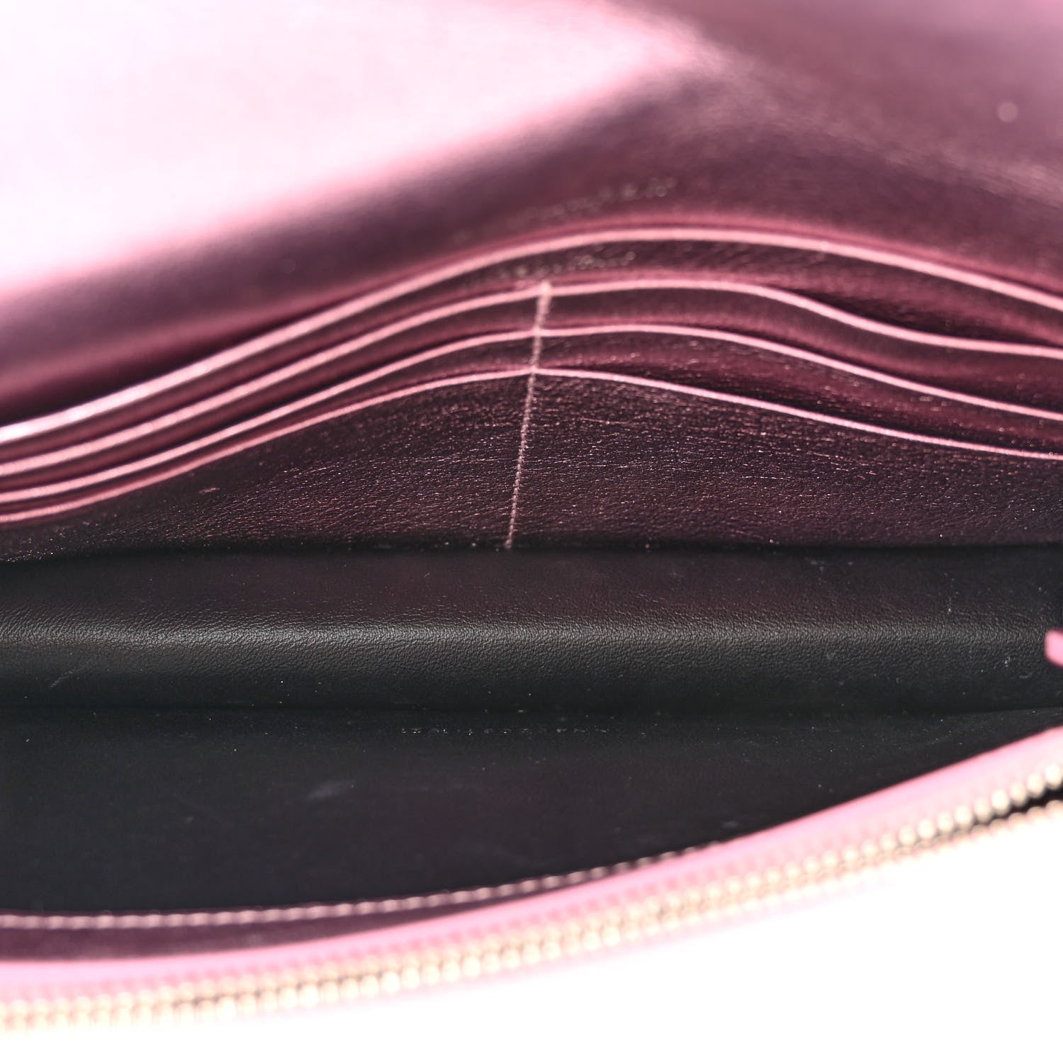 Saint Laurent Metallic Calfskin Monogram Envelope Chain Wallet Pink 5 of 10