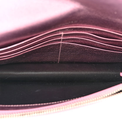 Saint Laurent Metallic Calfskin Monogram Envelope Chain Wallet Pink 5 of 10