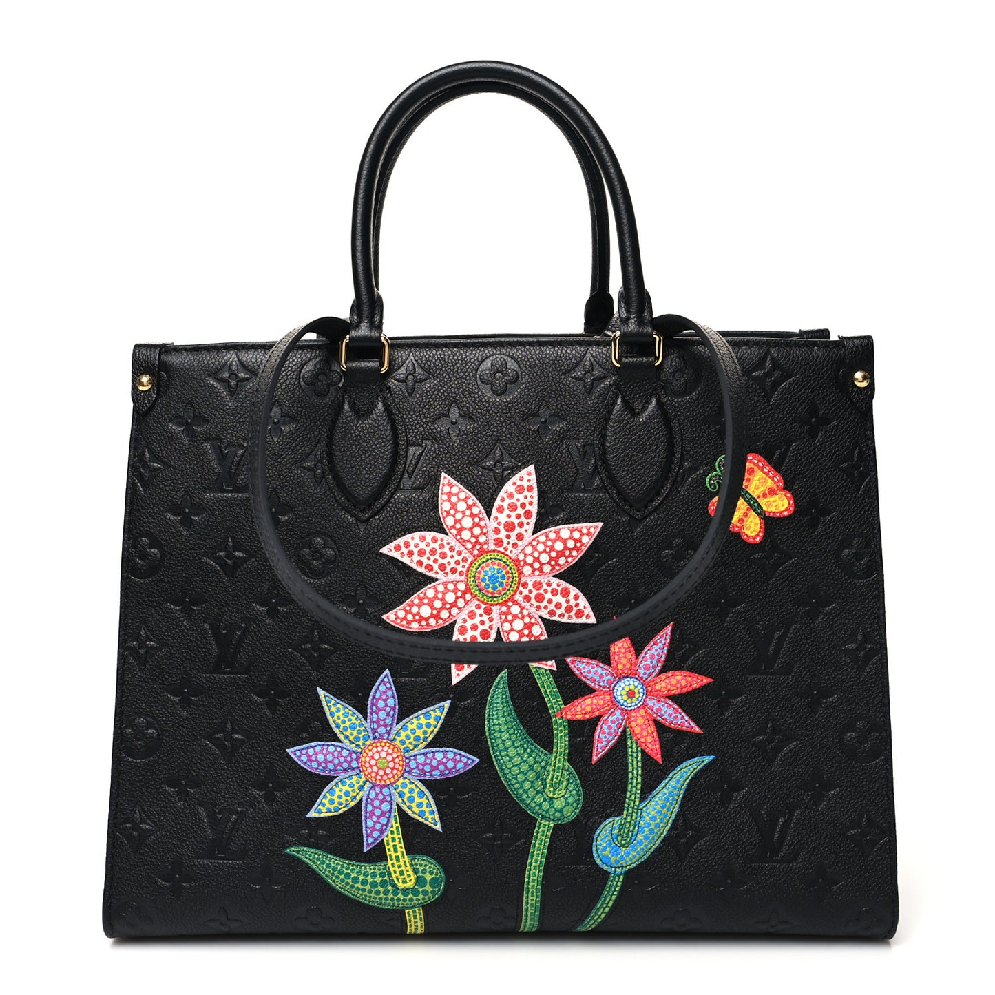 LV X YK Empreinte Inlaid Kusama Flowers Onthego MM Black